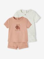 Set van 2 pyjamashorts honingraat geboorte cappuccino - thumbnail