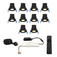 Set van 10 12V 3W - Mini LED Inbouwspot - Zwart - Dimbaar - Verzonken - Verandaverlichting - IP65 voor buiten - 2700K - Warm wit