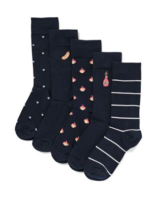 HEMA Herensokken Vlammen - 5 Paar Donkerblauw (donkerblauw)