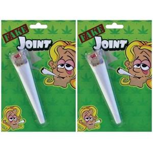 Nep Marihuana joint - 2x - 15 cm - Hippie / Sixties / Flower Power verkleed accessoires - Fopartikel