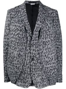 Comme des Garçons Homme Plus blazer boutonné à imprimé graphique - Noir