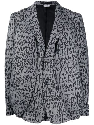 Comme des Garçons Homme Plus blazer boutonné à imprimé graphique - Noir