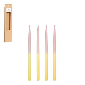 Dip-dye kaars l.geel 4 stuks - h28xd1,4cm - Mica Decorations