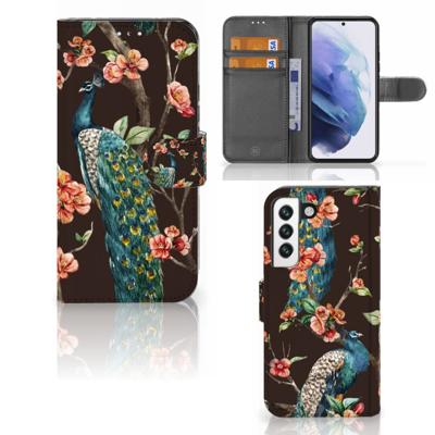Samsung Galaxy S22 | Telefoonhoesje | Met pasjeshouder | Pauw met Bloemen