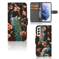 Samsung Galaxy S22 | Telefoonhoesje | Met pasjeshouder | Pauw met Bloemen Samsung Galaxy S22 | Telefoonhoesje | Met pasjeshouder | Pauw met Bloemen