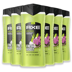 Axe - 3-in-1 Douchegel, Facewash & Shampoo Mannen - Epic Fresh - 6 x 400 ml - XL - 5+1 gratis - Voordeelverpakking
