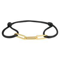 Armband Drie Ovale schakels satijn-zilver zwart-goudkleurig 13-26 cm