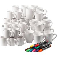 Groepsset Mokken beschilderen, H: 7-10 cm, wit, 1 set