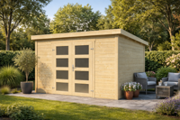 Blokhut Bart 300x300cm 28mm vuren blank- Plat dak- - Van Kooten