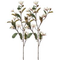 Kunstbloem Magnolia Pearl tak - 2x - 87 cm - creme/roze - Kunst zijdebloemen