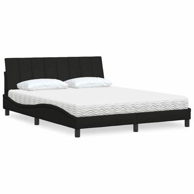 Bed met matras "Hanko" stof zwart 160x200 cm