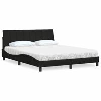 Bed met matras "Hanko" stof zwart 160x200 cm