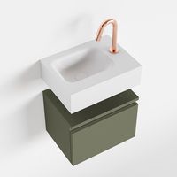 Toiletmeubel Mondiaz Andor | 40 cm | Meubelkleur Army | Lex vrijhangend wastafel Talc Links | 1 kraangat