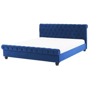 Beliani AVALLON - Tweepersoonsbed-Blauw-Fluweel