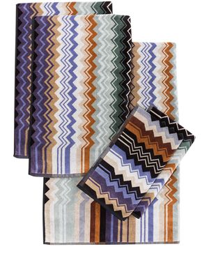 Missoni Home lot de cinq serviettes Giacomo - Bleu