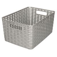 Opbergmand - Kastmand - rotan kunststof - zilver - 10 Liter - 22 x 33 x 16 cm Opbergmand - Kastmand - rotan kunststof - zilver - 10 Liter - 22 x 33 x 16 cm