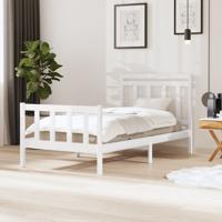 Bedframe massief hout wit 100x200 cm