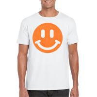 Verkleed T-shirt voor heren - Smile Emoticon - wit - carnaval/foute party - feestkleding