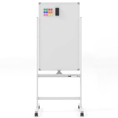 Draagbaar Rollend Whiteboard Omkeerbaar Droog Schoolbord Zwarte Markers en Lade Gum Magneten in Hoogte Verstelbaar Wit