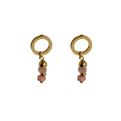 Flow Jewels Hang Oorbellen Rio Roze | Goud