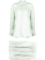 b+ab chemise en satin à boutonnière - Vert