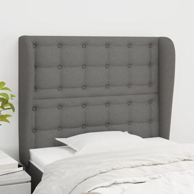 Hoofdbord met randen 83x23x118/128 cm stof donkergrijs