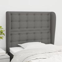 Hoofdbord met randen 83x23x118/128 cm stof donkergrijs