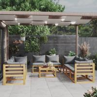 9-delige Loungeset met kussens massief acaciahout