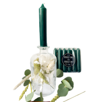 Fles met droogbloemen & kaarsen