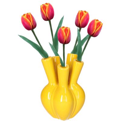 Wurm Tulpenvaas - geel - keramiek - 12 x 18 cm - bloemenvaas