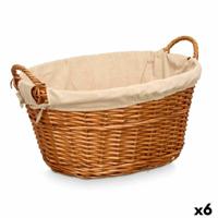 Mand Kipit HX31039 Natuurlijk Polyester vlechtwerk Stof 50 % katoen 60 x 35 x 48 cm (6 Stuks)