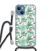 Flamingo bladeren: iPhone 13 Transparant Hoesje met koord