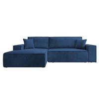 NADUVI Collection Galine Hoekbank met Chaise Longue Links met Slaapfunctie - Ribstof - Donkerblauw