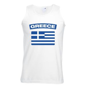 Singlet shirt/ tanktop Griekse vlag wit heren