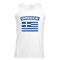 Singlet shirt/ tanktop Griekse vlag wit heren