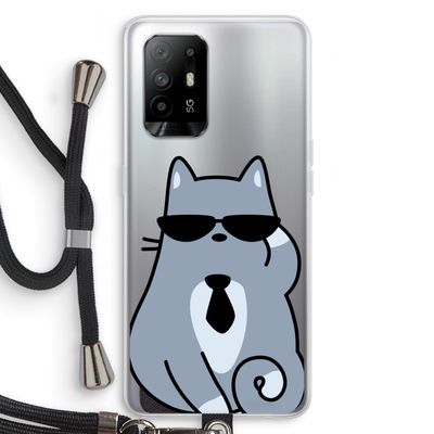 Cool cat: Oppo A95 5G Transparant Hoesje met koord