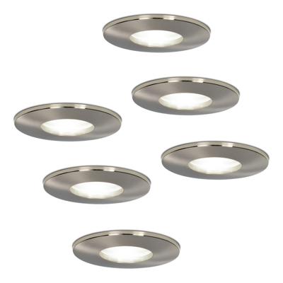 6x Vegas LED Inbouwspots - Dimbaar - 5 Watt 6000K Daglicht wit IP44 Aluminium geborsteld - Voor binnen, buiten en badkamer