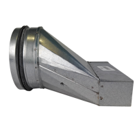 Verloopstuk Asymmetrisch Van 200mm X 40mm Naar Rond Ø 125mm