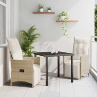 3-delige tuinset met kussens voor buiten - Beige Poly Rattan