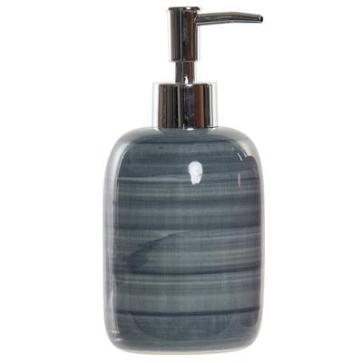 Items Zeeppompje/zeepdispenser - blauw - polystone - 16 cm - 300 ml - navulbaar - badkamer/keuken