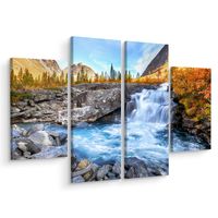 Schilderij - Prachtig landschap met waterval, 4 luik, premium print - thumbnail