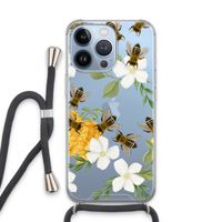 No flowers without bees: iPhone 13 Pro Transparant Hoesje met koord