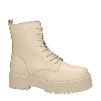Nelson leren plateau veterboots ecru