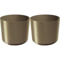 Plantenpot/bloempot Babylon - 2x - kunststof - buiten/binnen - goud - D20 x H20 cm