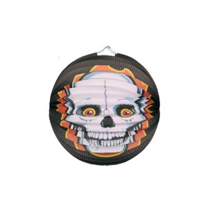 Ronde lampion 25 cm doodskop   -