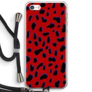 Red Leopard: iPhone 5 / 5S / SE Transparant Hoesje met koord
