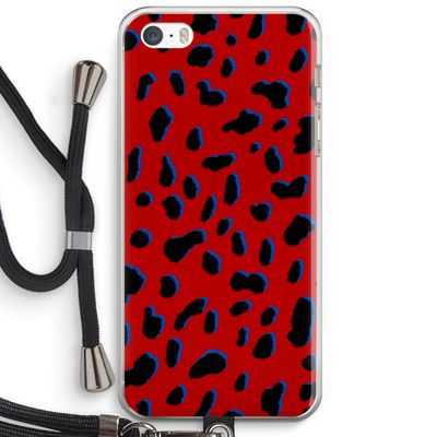 Red Leopard: iPhone 5 / 5S / SE Transparant Hoesje met koord