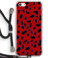Red Leopard: iPhone 5 / 5S / SE Transparant Hoesje met koord