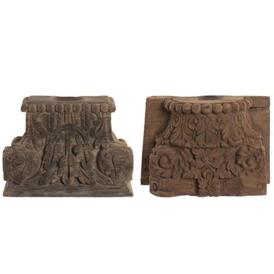 Kaarshouder Home ESPRIT Teakhout 26 x 26 x 30 cm (2 Stuks)