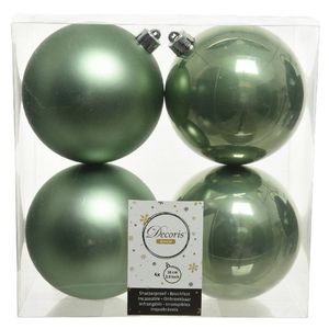 12x Kunststof kerstballen glanzend/mat salie groen 10 cm kerstboom versiering/decoratie - Kerstbal